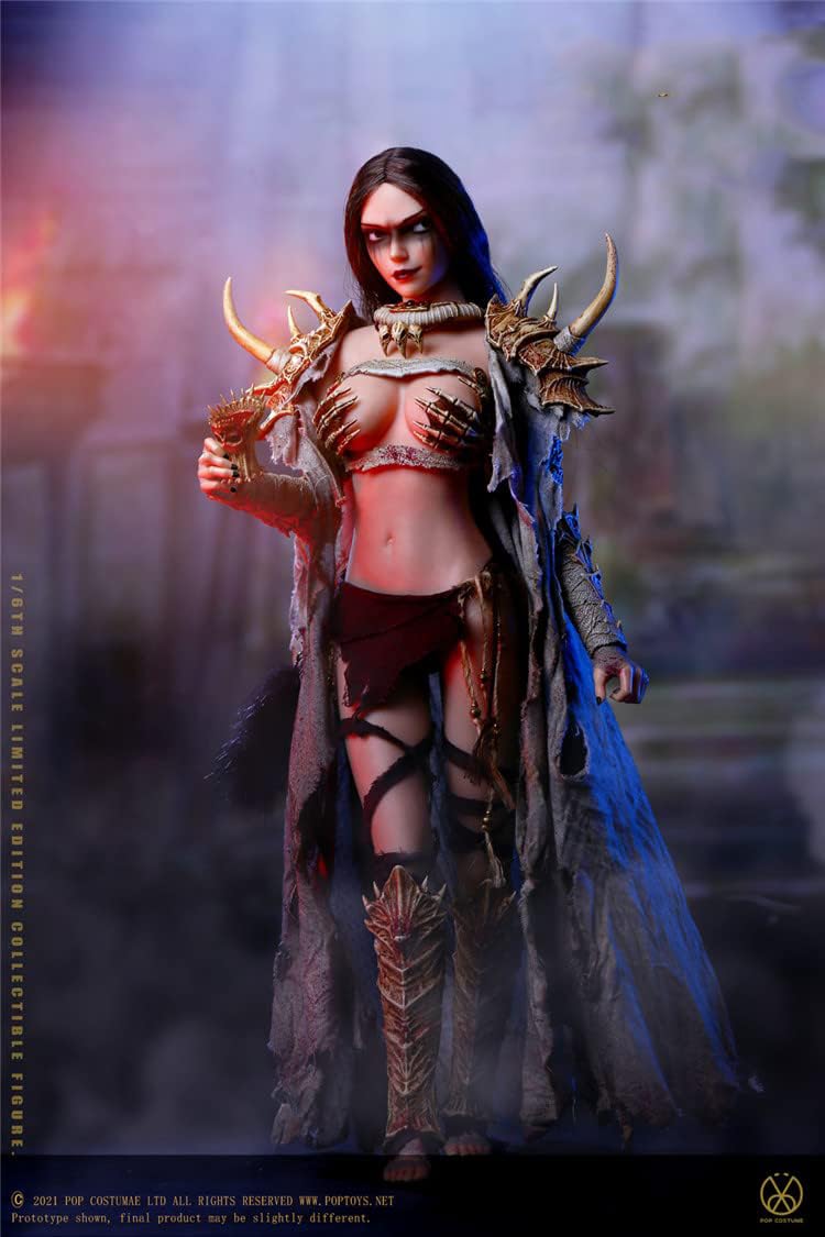 YSBRING POPTOYS WH002 1/6 Scale Witch Huntsman Bloody Shaman Afar 12 Inch Collectible Action Figure (Black Shaman)