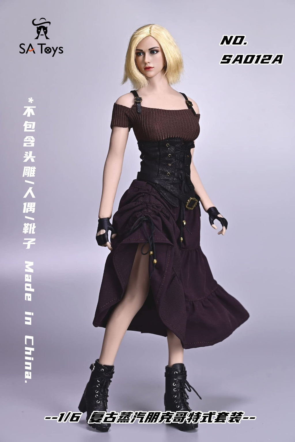 YSBRING SA Toys SA012A 1/6 Scale Vintage Steampunk Gothic Suit Doll Clothes Accessories for 12 Inch Female Action Figure Body
