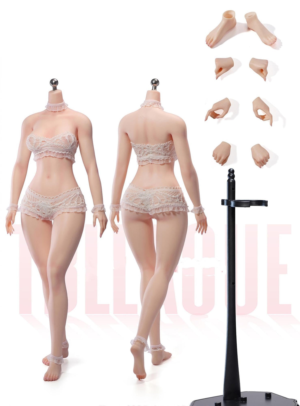 TBLeague 1/6 scale super flexible female seamless body Pale Skin Headless Detachable Feet for 12 inch woman action figure