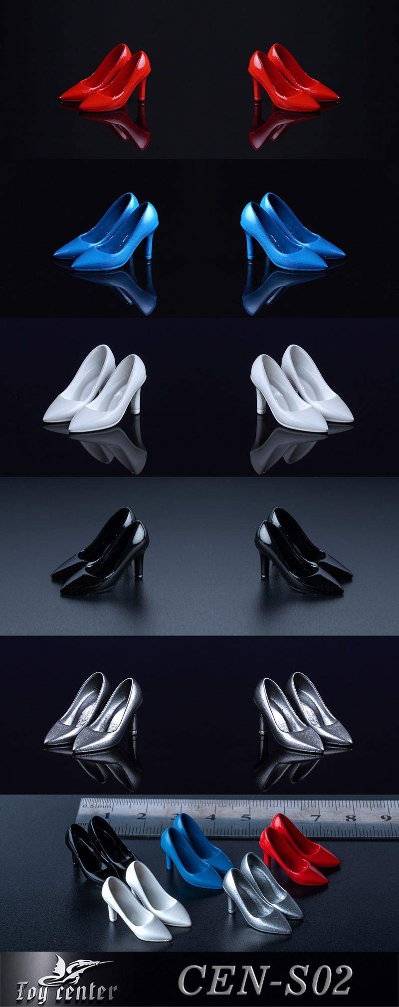 i8 TOYS Toy Center CEN-S02C 1/12 Scale Figure Doll Accessories Sexy Trendy High Heels Shoes for 6 Inch Female Action Figure (Red)