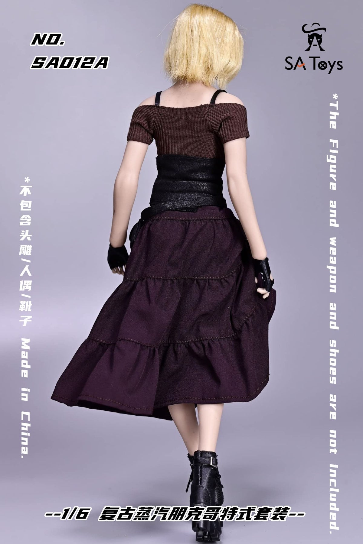 YSBRING SA Toys SA012A 1/6 Scale Vintage Steampunk Gothic Suit Doll Clothes Accessories for 12 Inch Female Action Figure Body