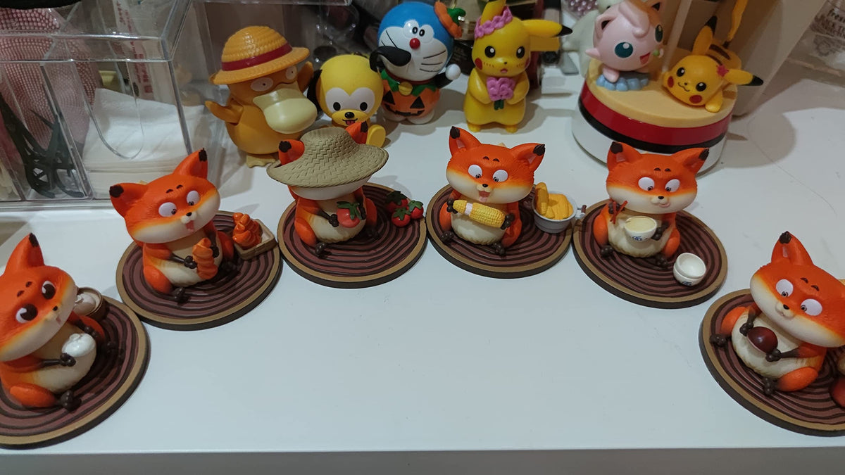 ACTOYS Cute fox figure Collectable Figurines toys figure cute doll (6PC fullset)
