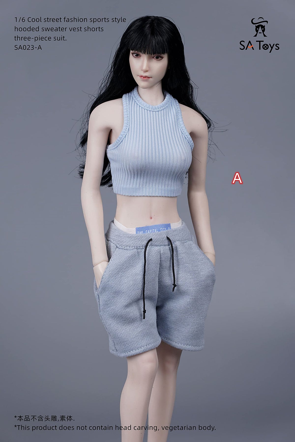 SA Toys SA023 1/6 scale cool street fashion sport style hooded sweater vest short three-piece suit for 12 inch phicen sexy women body doll collectable action figure A