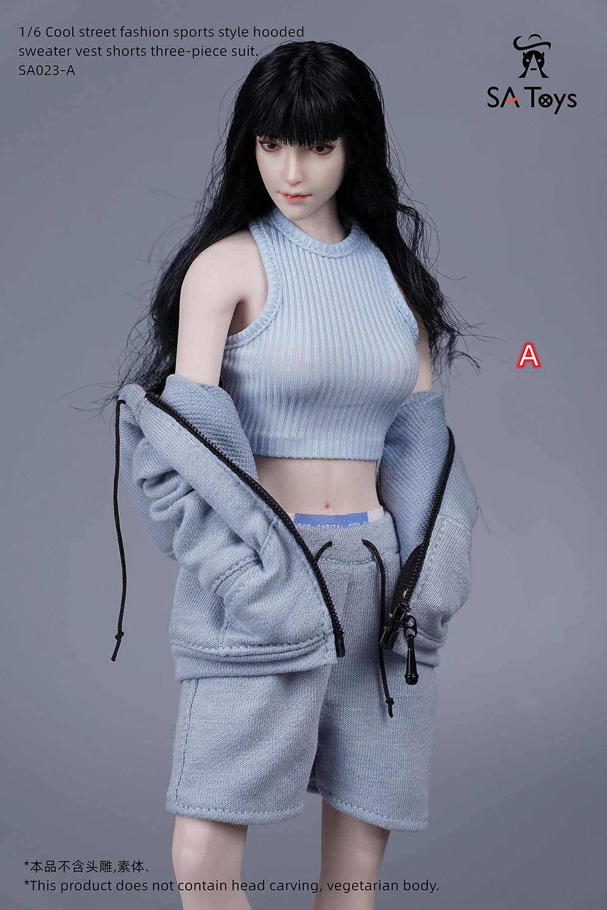 SA Toys SA023 1/6 scale cool street fashion sport style hooded sweater vest short three-piece suit for 12 inch phicen sexy women body doll collectable action figure A